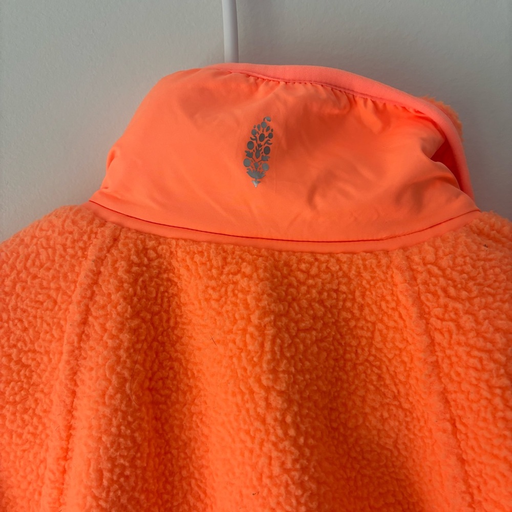 FP Movement Hit The Slopes Neon Orange Sherpa Oversized Cropped Fleece Jacket - Picture 12 of 13